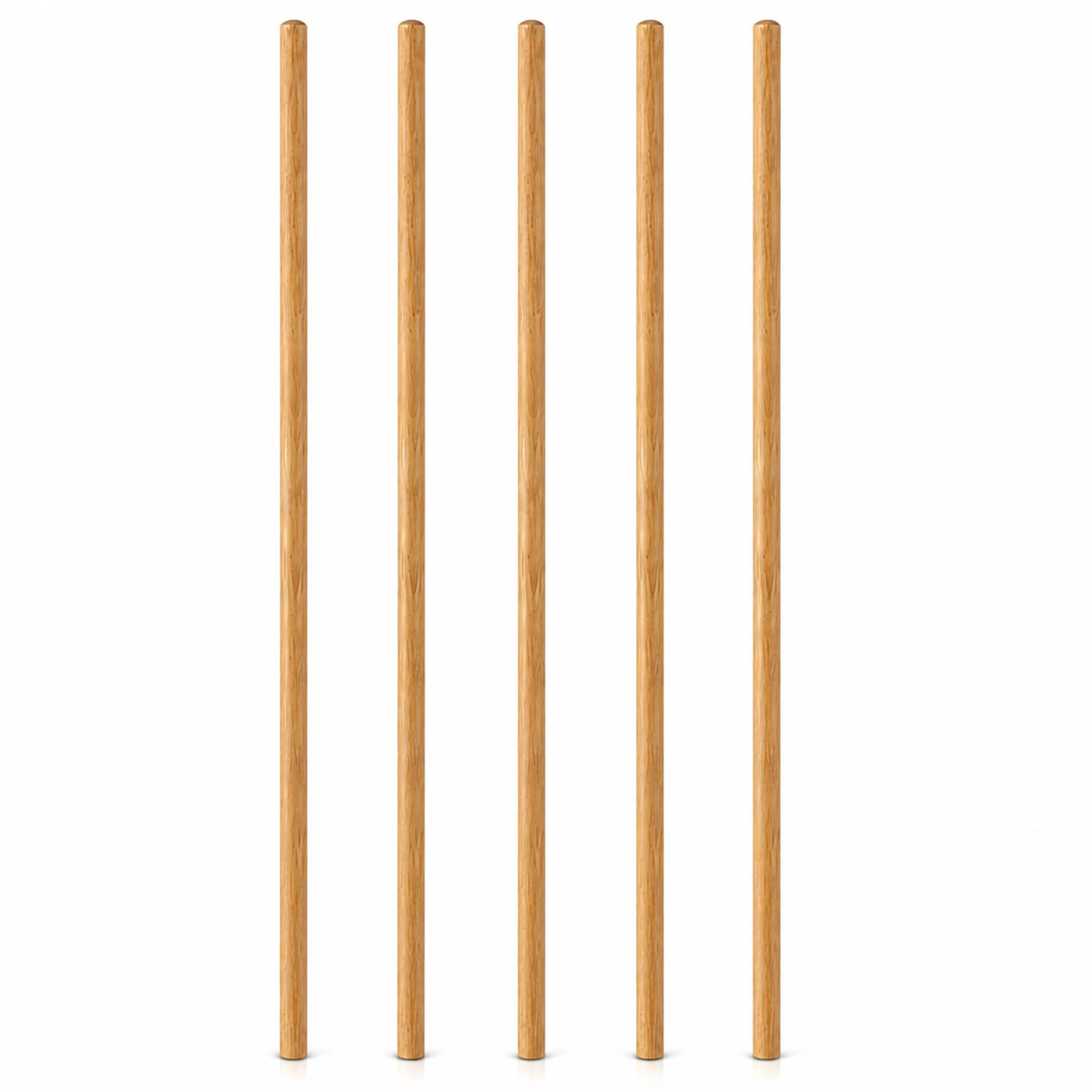 Wooden Broom Handle Stick Pole for Floor Mop Handle Brush Broom 4ft (48 inches) Long x 15/16" (23/24mm) Diameter Long Wooden Sticks for Rake, Hoe or Broom (15/16" (23/24mm), PACK OF 5)