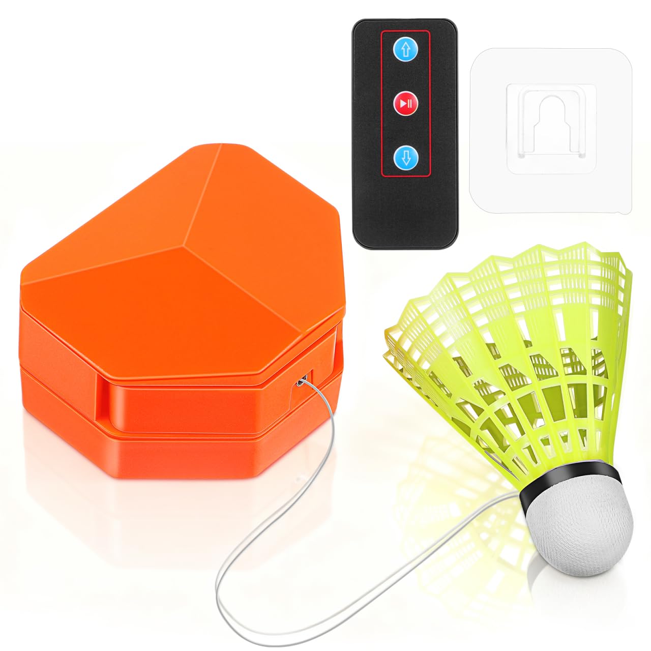 NOLITOY Juego de entrenamiento de rebote portátil de bádminton con control remoto y volante de nailon, ayuda de entrenamiento de bádminton eléctrico para un solo jugador con velocidad y ángulo para - 2
