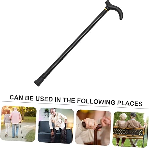 Miniatura 8 de Healvian Bastón de caminar de altura ajustable antideslizante para ancianos, 2 secciones telescópicas, color negro