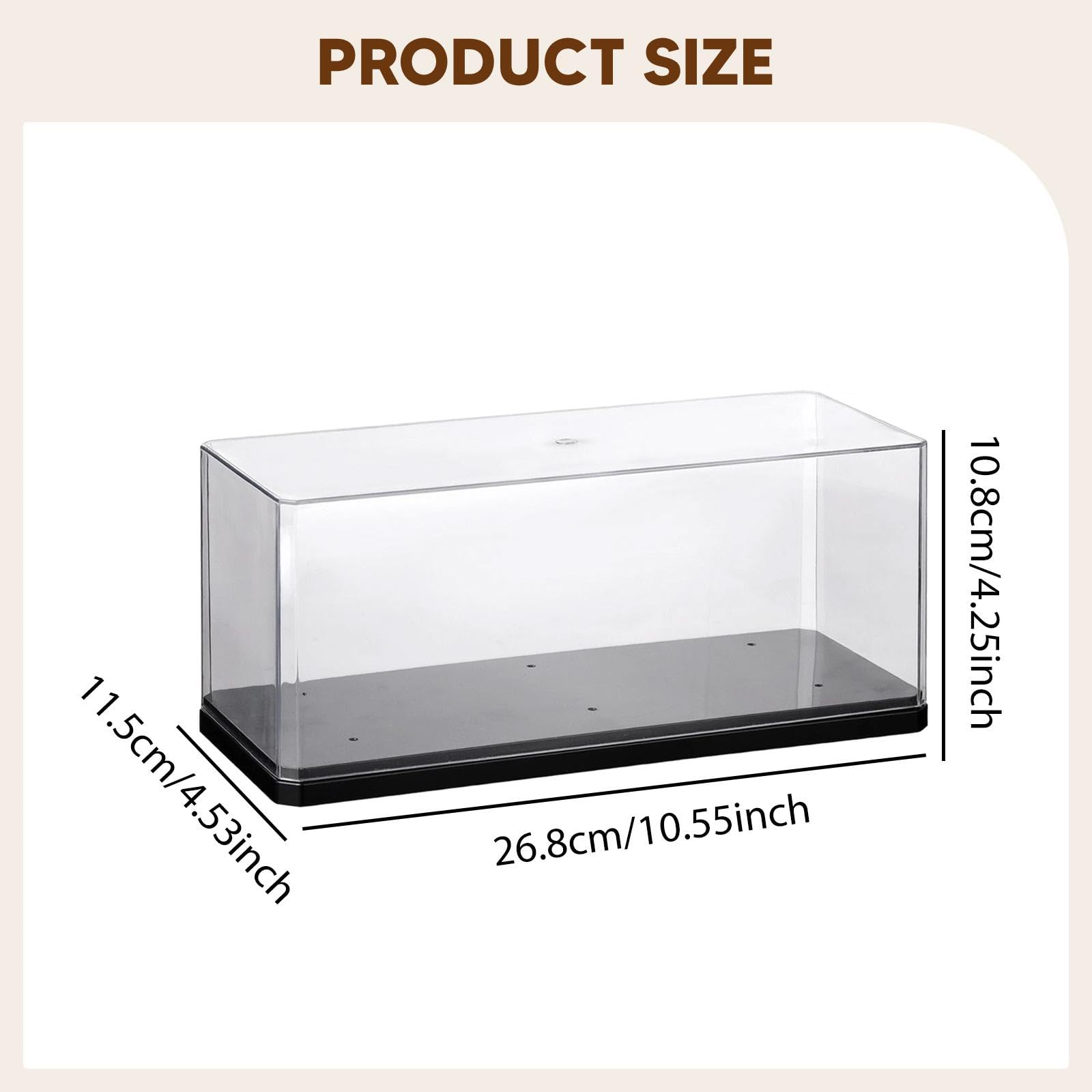 Vitrina Acrílica Transparente A Prueba De Polvo Para Coches A Escala 1:24, Base Negra