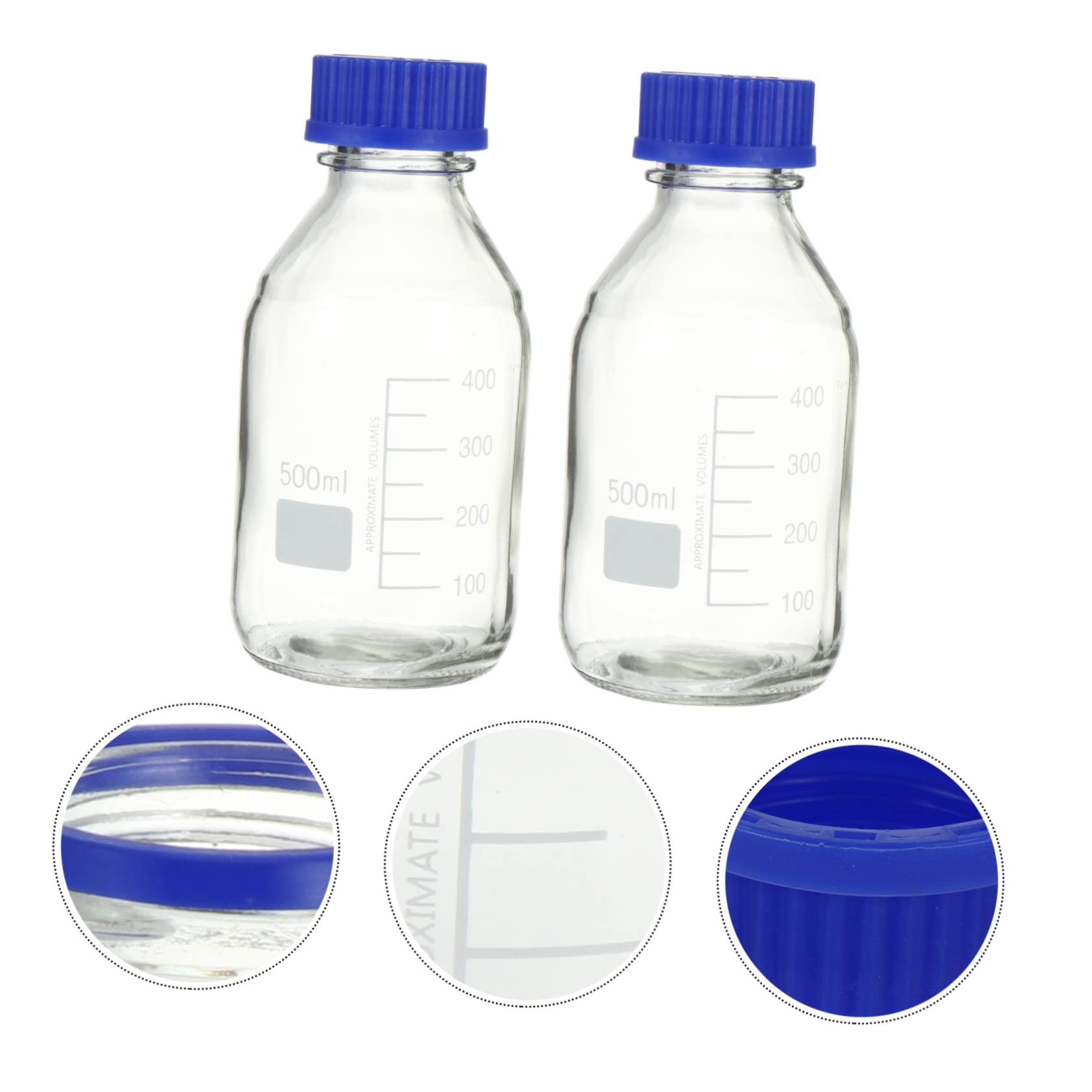 2 Stück 500ml Labor Reagenzflasche Aus Langlebigem Glas Mit Präziser Skala Transparent Dicht Verschließbar Für Chemieexperimente Und Naturwissenschaftliches Studium