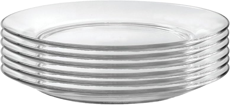 Duralex Lys Dinner Plate 11 Inch 28 Cm Set of Six, Clear