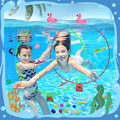 Korlon Tec Diving Toys, 34 Pcs Pool Toys With Diving Swim Rings For Kids Age 3-12, Diving Rings, Diving Gem, Pool Torpedo Include #TOP4
