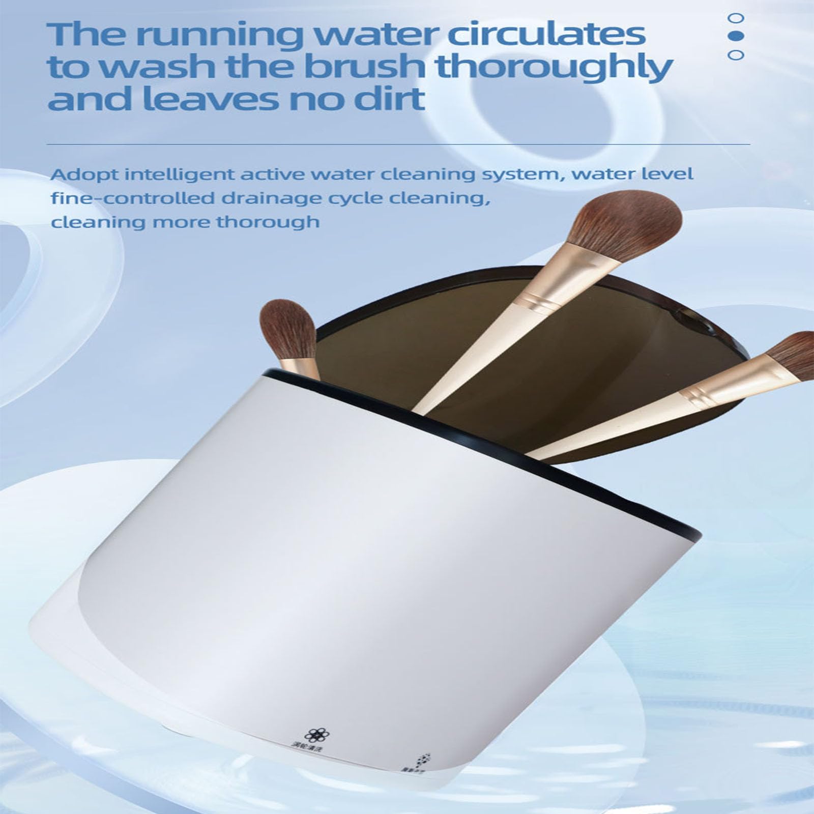 Pulitore per pennelli da trucco, lavaggio e asciugatura due in uno, ruota a vortice positiva e negativa, circolazione dell'acqua, comodo da aprire al tatto, asciugare in modo efficiente