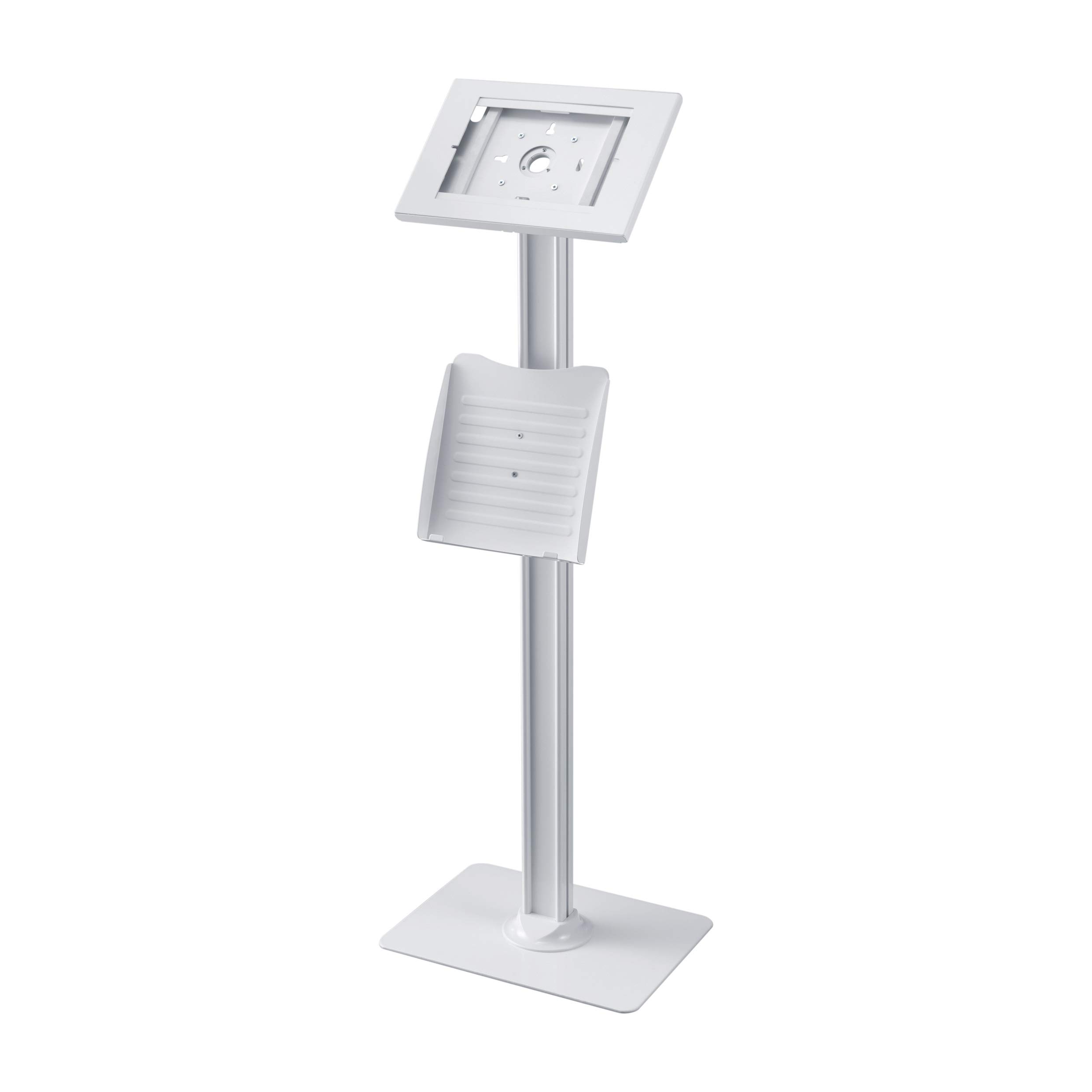 PureMounts PDS-5921 Supporto per iPad con custodia in acciaio e serratura per Apple iPad 9.7"/"10.2"/"Pro 10.5"/"Air 10.5" (Gen 3) bianco