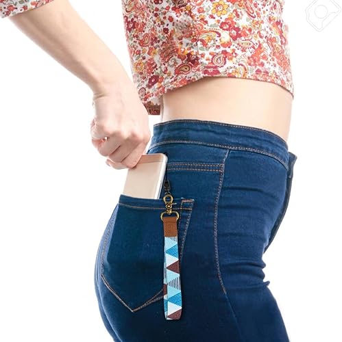 Miniatura 3 de Paquete de 2 correas de muñeca para llaves, credencial de identificación y soporte para billetera con 2 llaveros para hombres y mujeres, Triangle