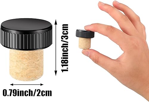 Miniatura 2 de 24 tapones de corcho, tapones de degustación de tapones de vino en forma de T con parte superior de plástico, tapón de botella de vino de madera,