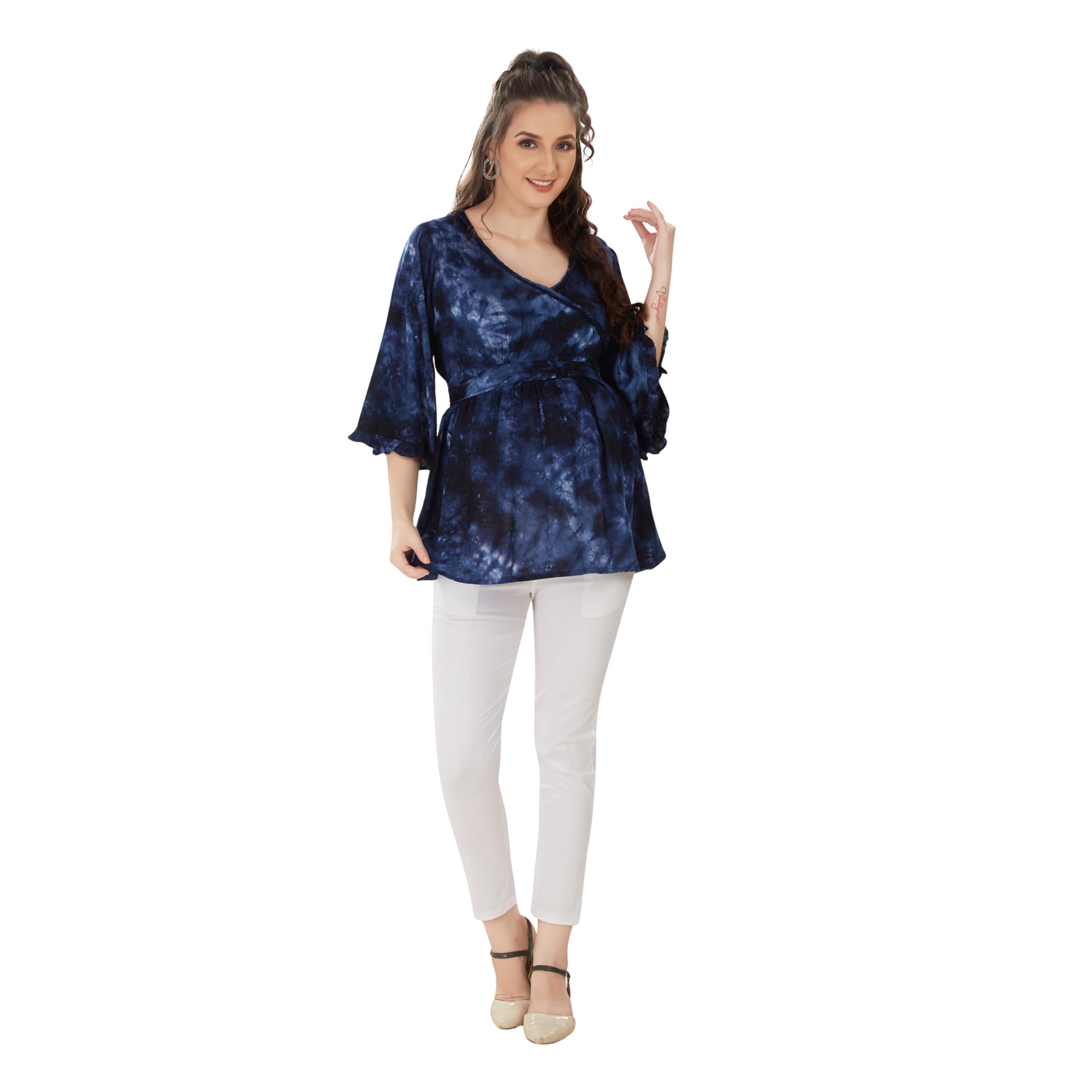 Indigo Blue Tiedye Maternity Top-image-17