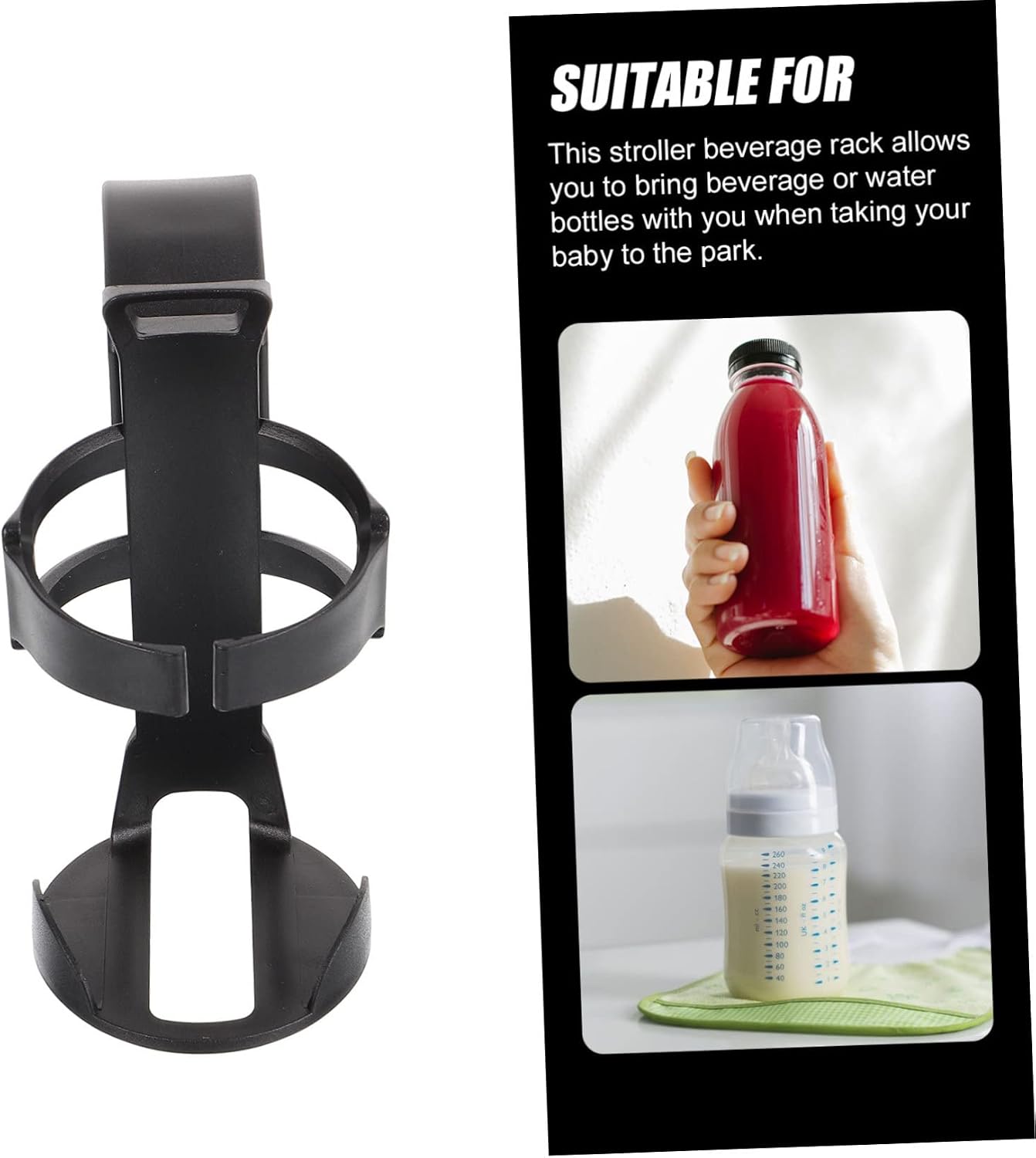Wakauto Stroller Cup Holder for Strollers Elderly Walkers and Bikes Clamp Mount Cup and Bottle Holder for Outdoor Travel Fit for Water Bottles