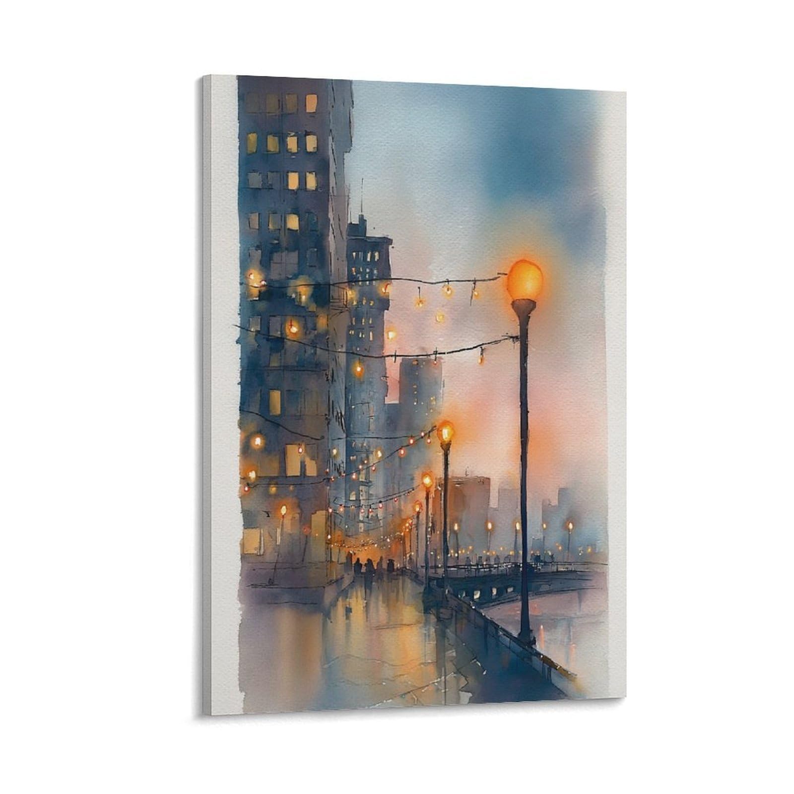 LCYNNH Retro Seattle Watercolor Painting Lake 20x30inch(50x75cm) Vintage Travel Poster Watercolor Canvas Art