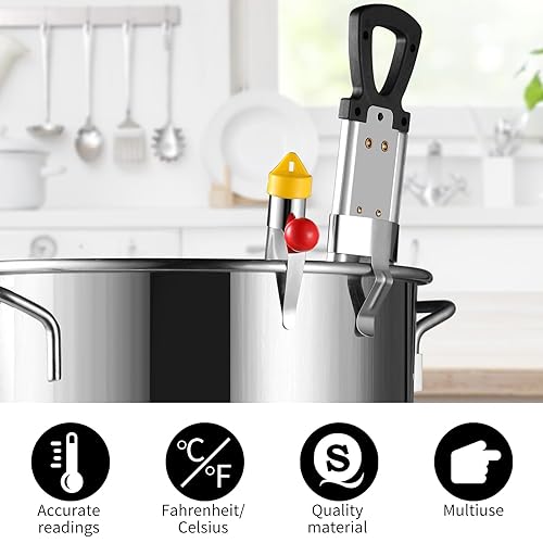 Miniatura 4 de Termómetro de caramelo con clip para olla y gancho para colgar, termómetro de acero inoxidable para freír profundo, termómetro de cocción