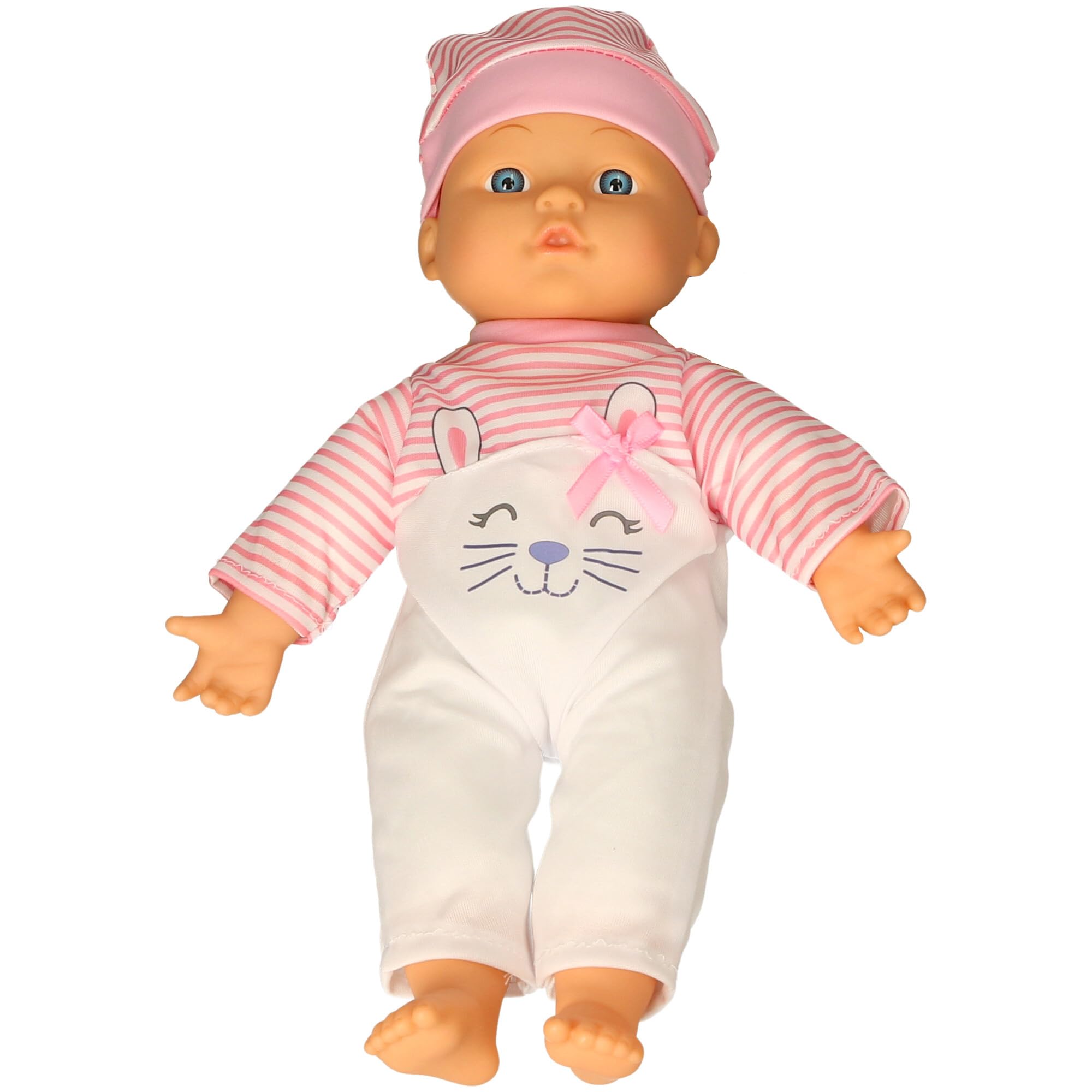 My Baby Lydia Soft Baby Doll with Bunny Outfit, Pink/Purple and White Striped, 2 Assorted - A to Z Collection