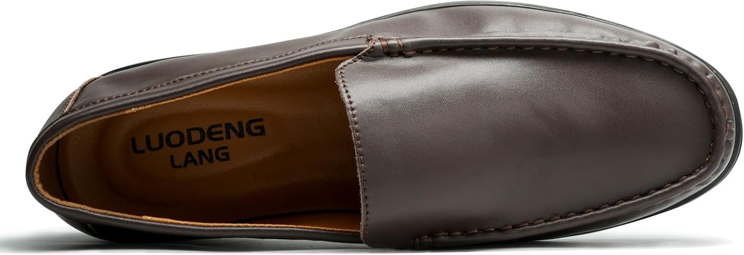 Men’s Loafers Casual Leather Slip-On Oxfords Driving Shoes Dress Soft Comfortable & Light-Weight Black - Image 4