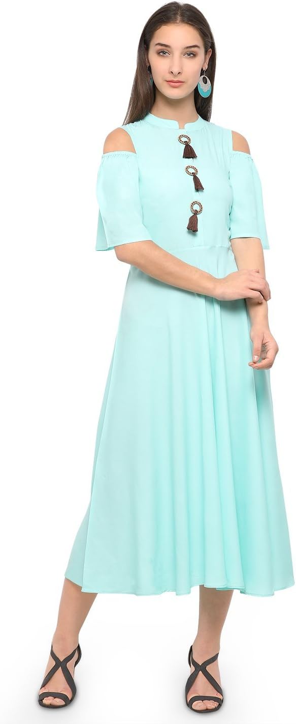Women's Colour Rayon Cotton Kurti XXL Cyan