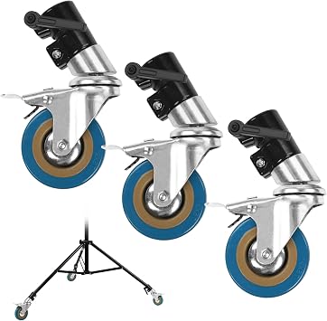 Selens 0.87inch/22mm Light Stand Wheels Set 3pcs, Heavy Duty Photography C Stand Wheels with Brake for Photo Studio Video Shooting