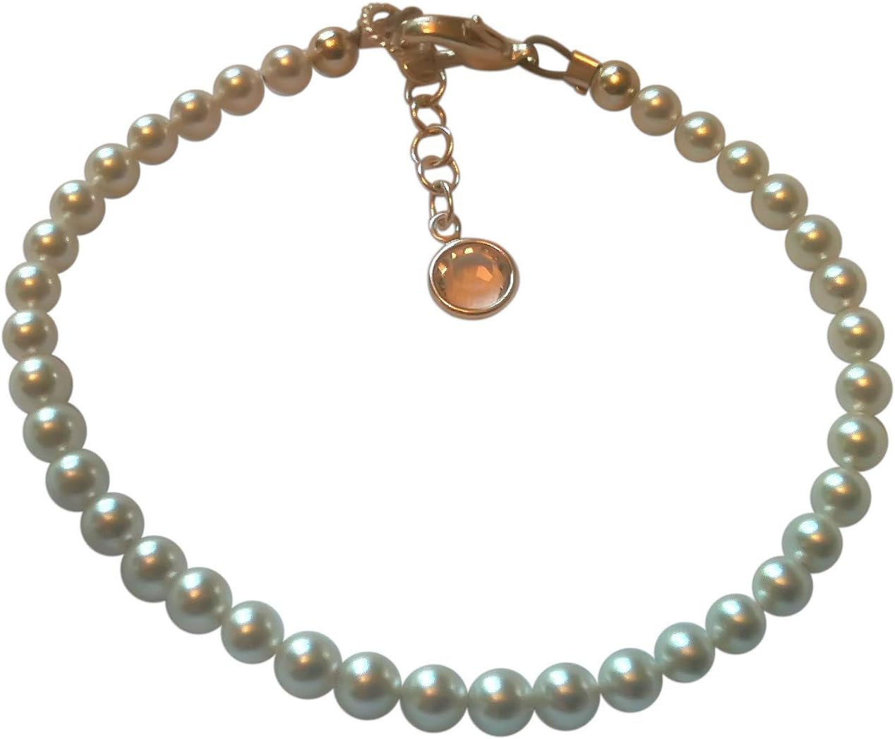 BBEmerald Elegant White Swarovski Baby Pearl Bracelet, Large
