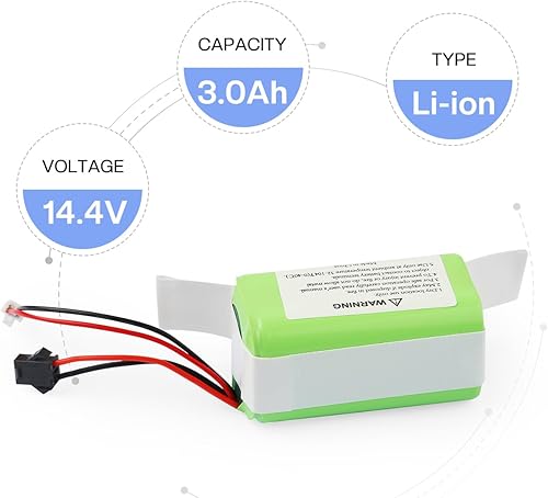 Miniatura 2 de Batería de iones de litio de 3000mAh 14.4v para aspiradoras Coredy R300, R500+, R550, R580, R650, R3500, R3500S y Amarey A800, A900