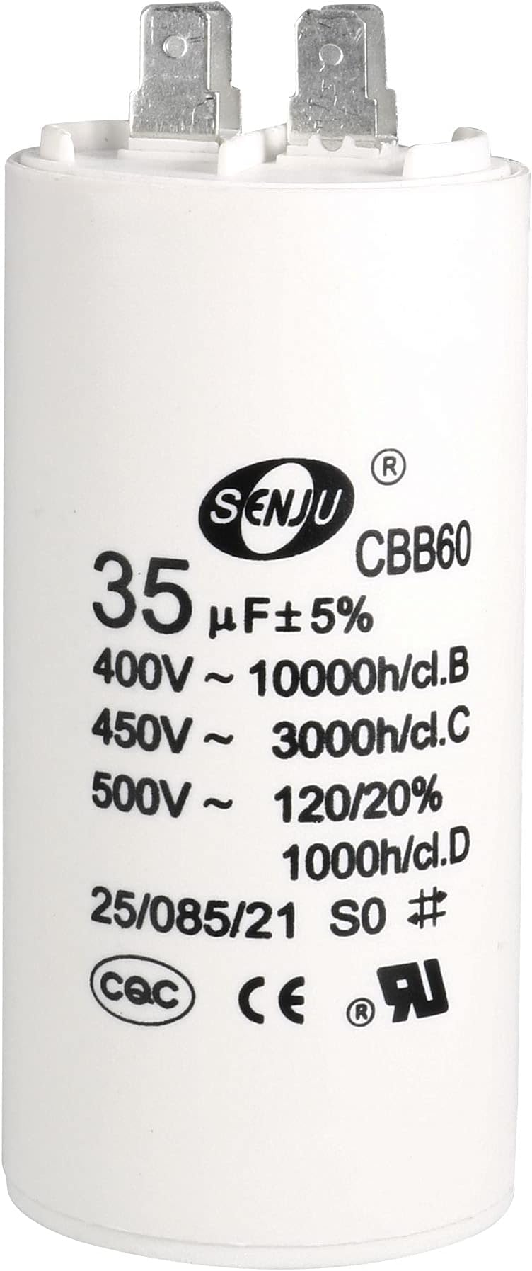 uxcell CBB60 Run Capacitor 35uF 450V AC Double Insert 50/60Hz Cylinder 92x44mm White for Air Compressor Water Pump Motor