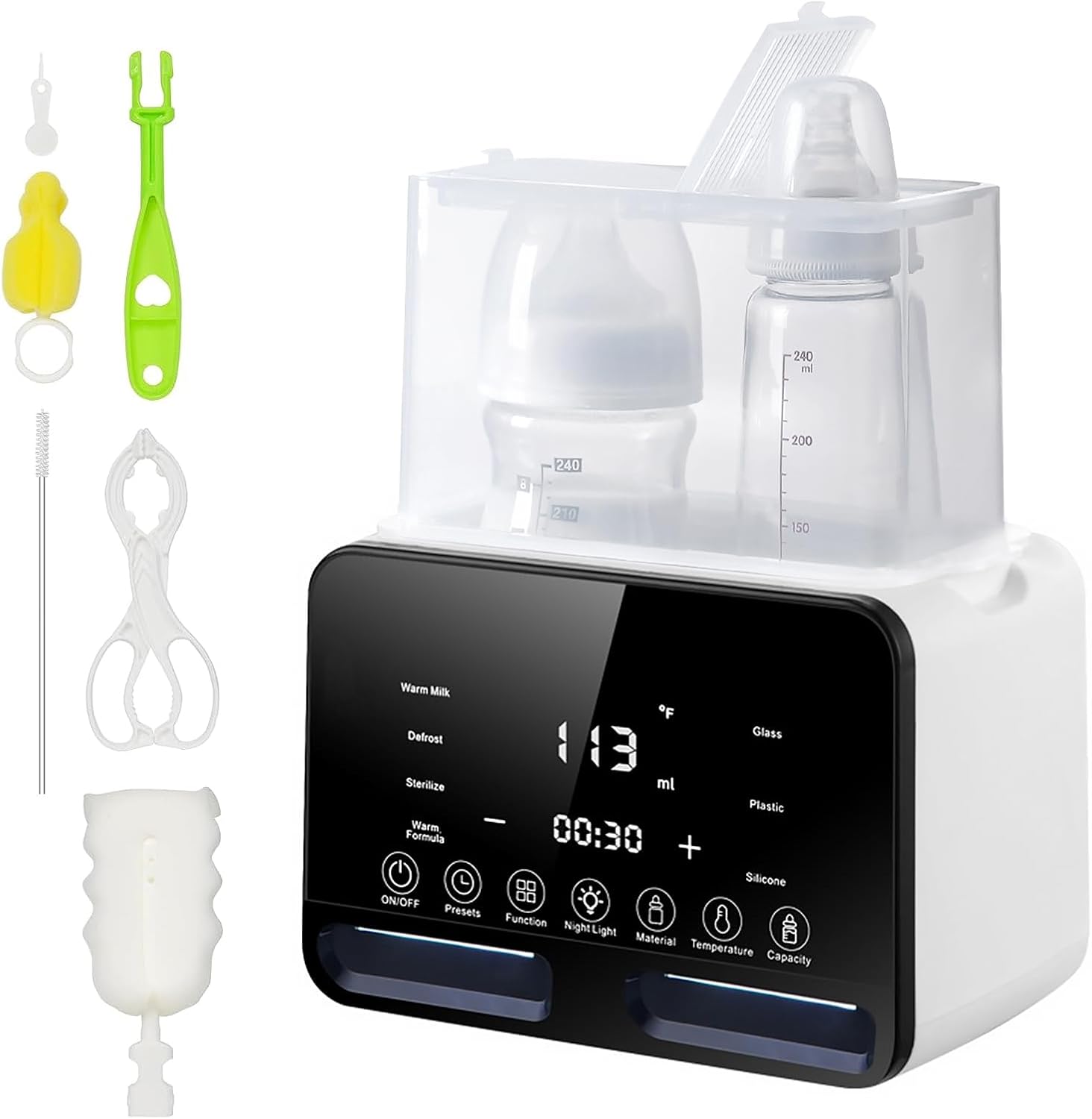 9-in-1 Baby Bottle Warmer, Double Bottle Sterilizer with LCD Warmer Display, Fast Baby Food Heating & Defrost, BPA-Free, Accurate Temperature Control for Breastmilk or Formula Warmer