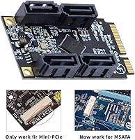 Vista 5 de NFHK Mini PCI-E PCI Express a SATA 3.0 adaptador de cuatro puertos convertidor 6Gbps tarjeta de extensión de disco duro para SSD