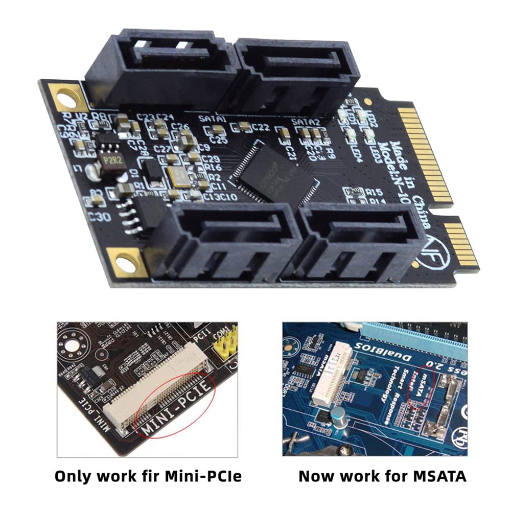 cablecc Mini PCI-E PCI Express a 6Gbps Quattro Porte SATA 3.0 Adattatore Convertitore Hard Drive Scheda di Estensione per SSD