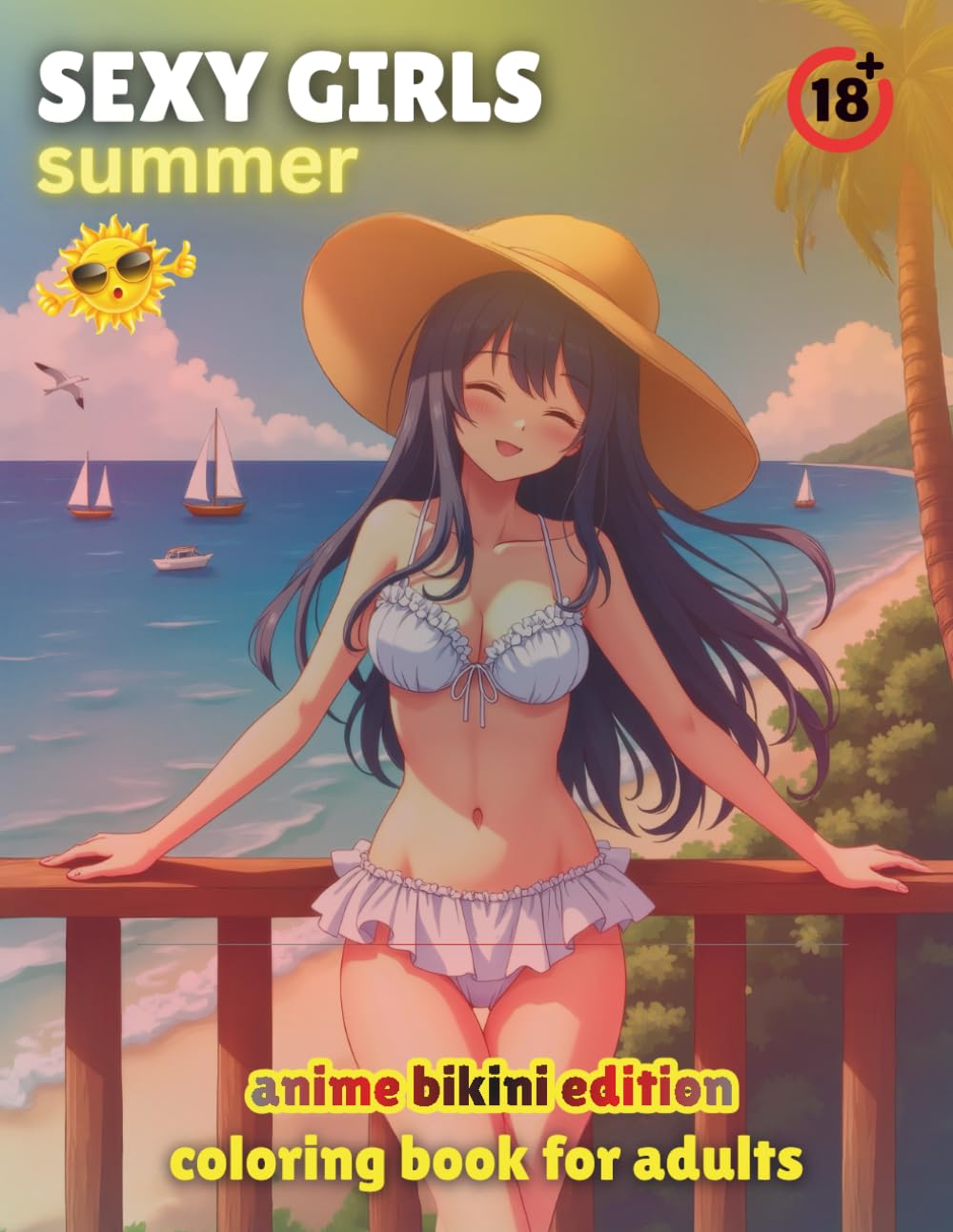 Sexy Girls Summer Coloring Book - Anime Bikini Edition | 38 beautifully illustrated anime-style girls enjoying sunny summer vibes in stylish bikinis, ... playful poses. 8.5x11in | Single-Sided Pages