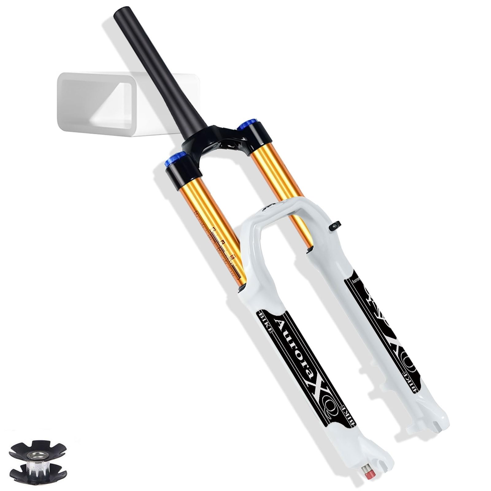 Forcella Ammortizzata AuroraXQ per Biciclette da 26/27,5/29 Pollici, Escursione di 160 mm, per MTB, XC e AM, Regolazione del Ritorno, sgancio rapido QR da 9 mm, Dritta/conica, Ante