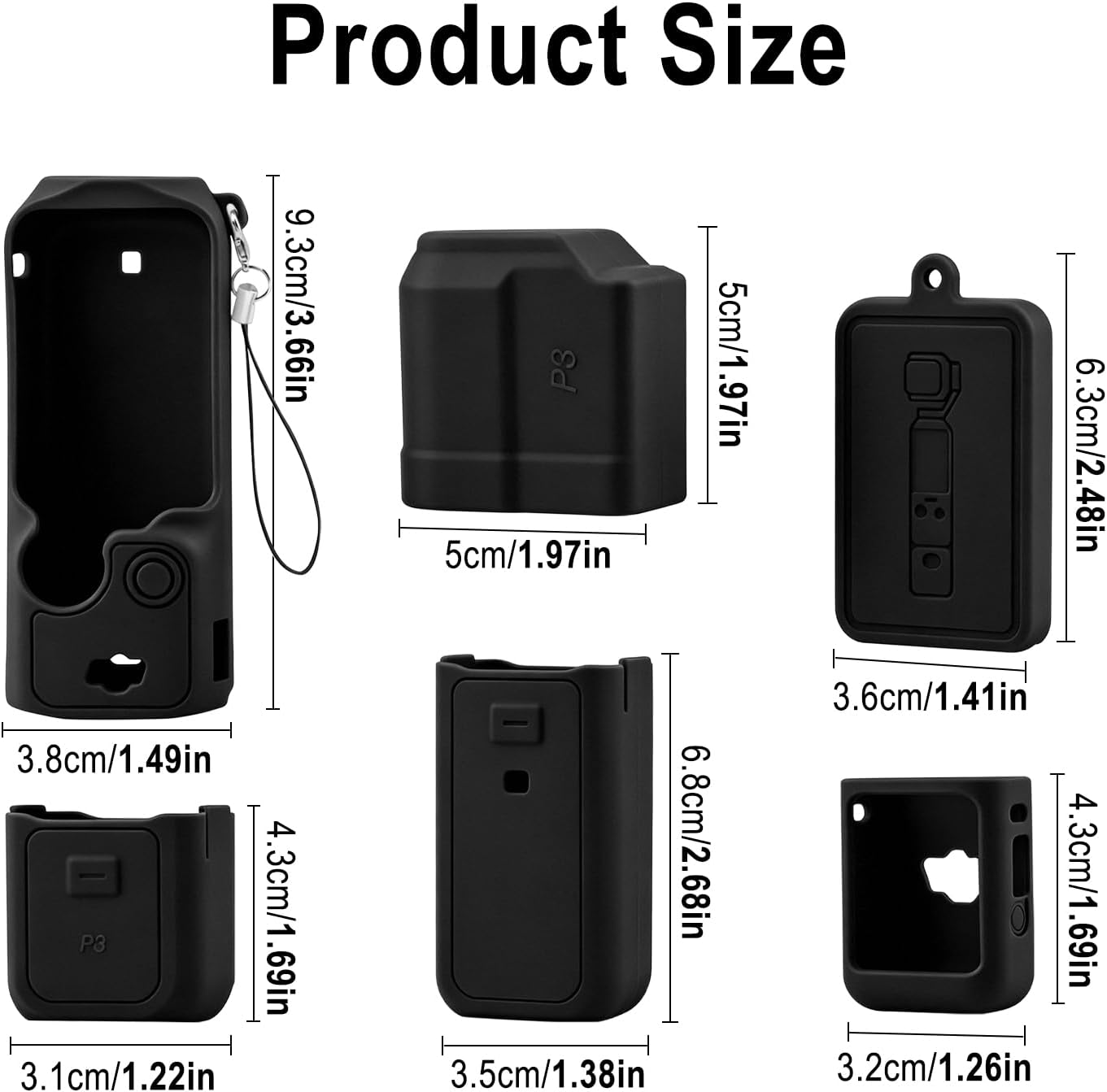 Silicone Protective Case for Osmo Pocket 3/Xtra Muse Camera, Scratch-Resistant Sleeve Skin Protector Cover Accessories with Wristband for Travel & Vlogging(Black) image 2