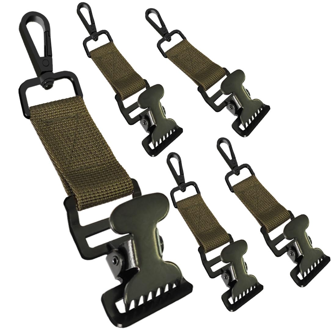 ZHIRONGFA Firefighter Glove Clip Glove Holder for Work Golf Glove Clip Heavy-Duty Firefighter Glove Clip with Reflective Webbing for EMT & Construction Firefighter Accessories near Me 5 Pack (Green)