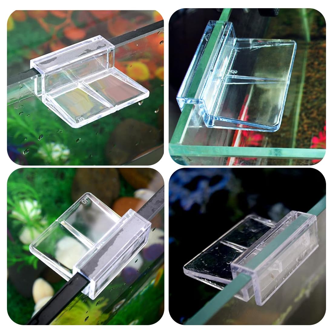 Couvercles pour aquarium, Lot de 8 clips pour couvercle d'aquarium en verre support de clip en acrylique support universel pour aquarium sans cadre (6 mm, 8 mm)