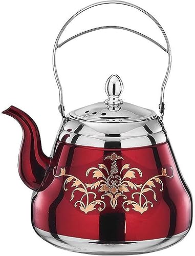 Tetera con infusor extraíble hervidor de té seguro para la estufa hervidor de té de acero inoxidable 304 con mango de acero inoxidable