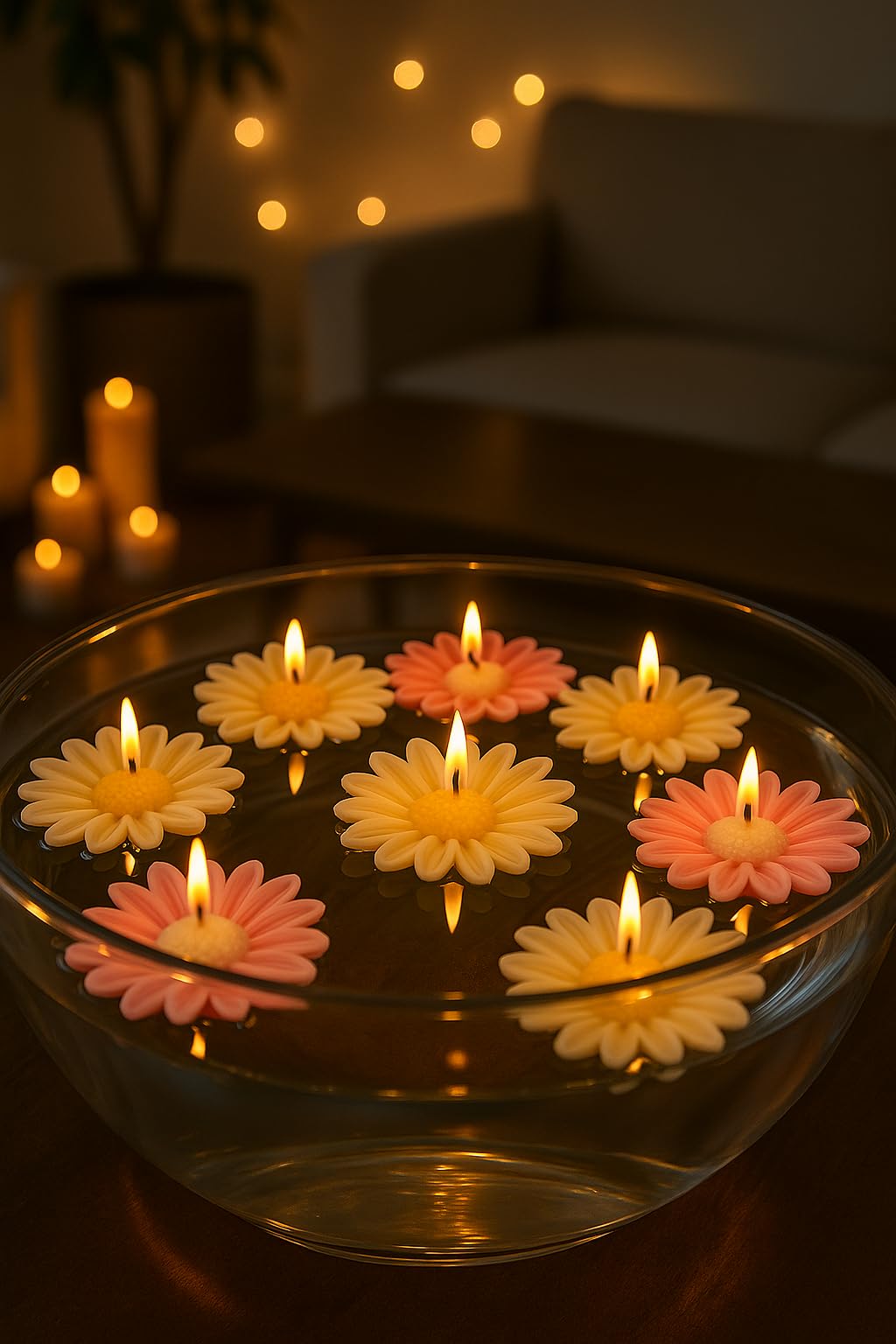 Daisy Flower Floating Candle Set – Set of 4 White & Pink Scented Decorative Floating Candles with Rose Fragrance – Handcrafted for Home Décor, Events, Diwali, Parties & Weddings-image-7