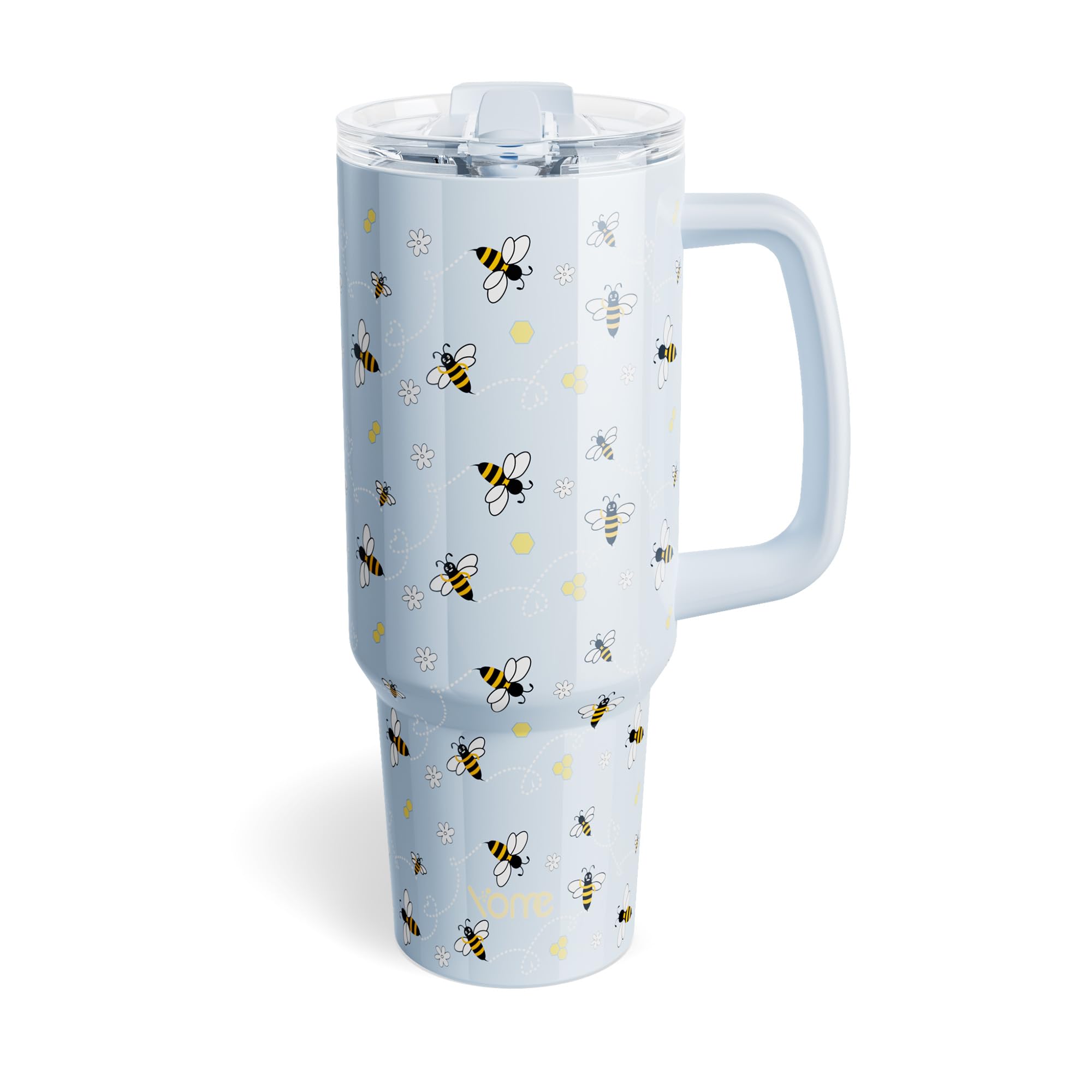 40oz Blue Bee Tumbler with Handle and Flip Straw | Stainless Steel Insulated Cute Water B…