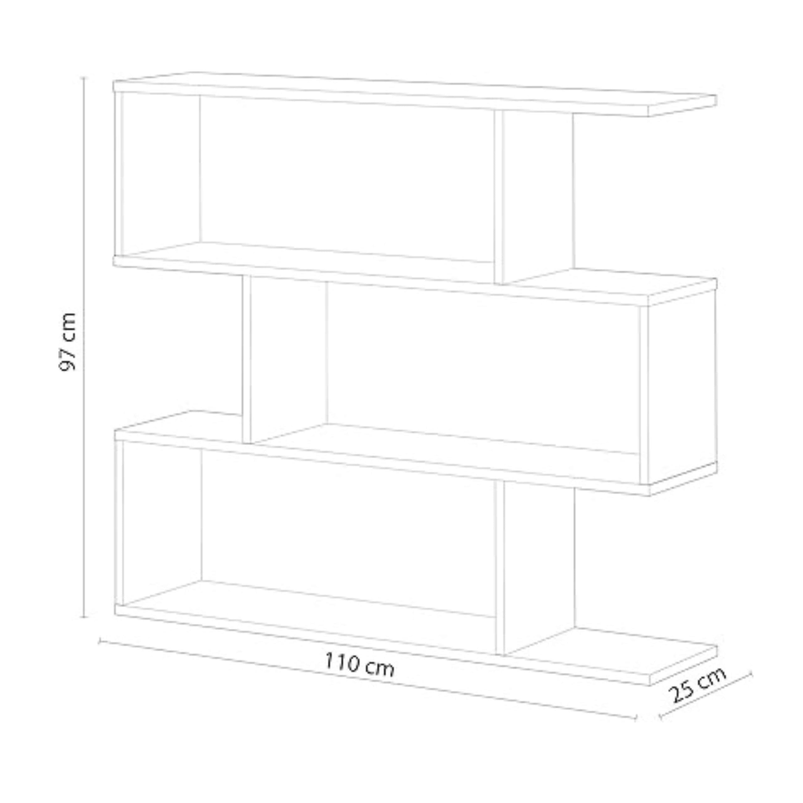 Habitdesign Estantería Librería Bolonia Color Roble 6 Huecos, Para Salón, Comedor O Despacho, 110 cm (ancho) 25 cm (profundo) 97 cm (altura)