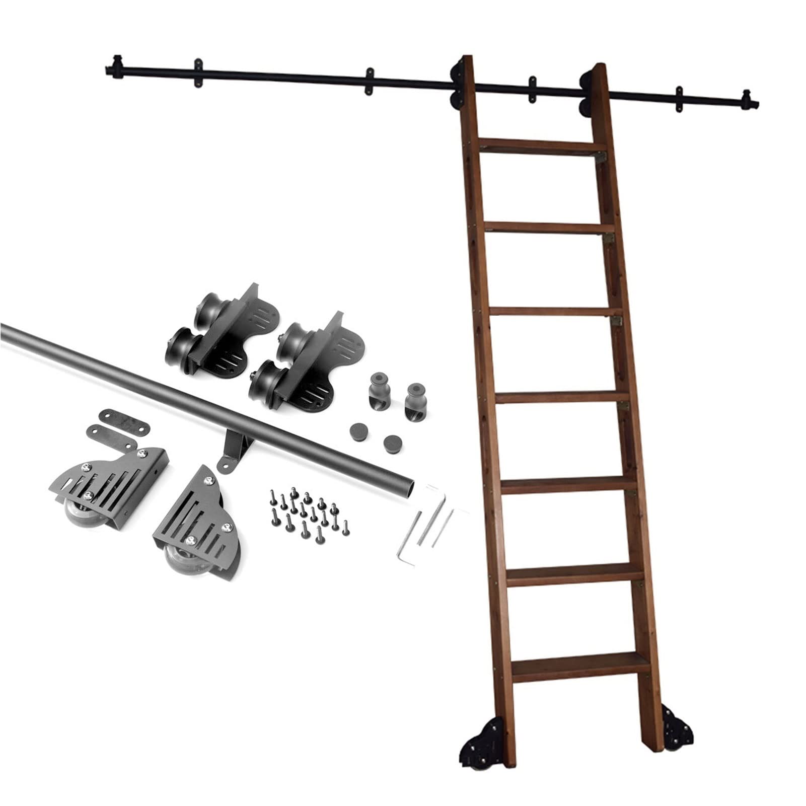 Kit quincaillerie échelle coulissante premium rail en acier pour bibliothèque et grenier