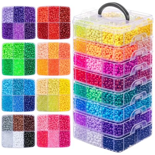 Simetufy 10000PCS Pony Beads Bulk 48 Colors 6x9mm Kandi Beads for Bracelet Making Rave Kandi Hair Braiding Key Chains DIY Crafts Gifts (5.73LB Stack Box)
