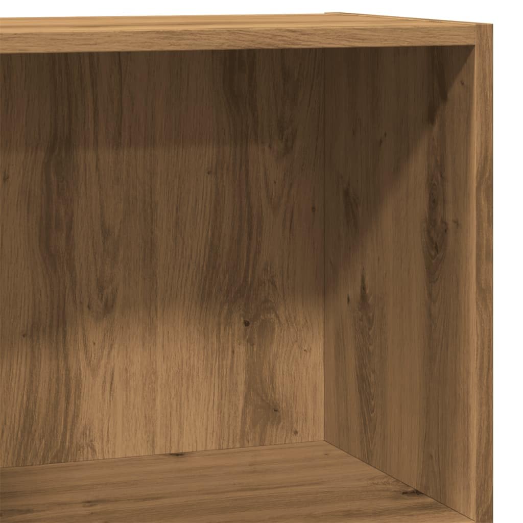 Bücherregal Artisan-Eiche aus Holzwerkstoff 60x30x77 cm freistehend mit Fächern, schmales Regalsystem für Wohnzimmer, Büro, Arbeitszimmer als Aufbewahrung, Raumteiler