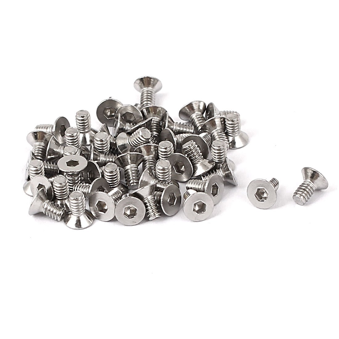 Uxcell Silver Sourcingmap M2x4mm Hex Socket Flat Head Countersunk Bolts Screw 50Pcs