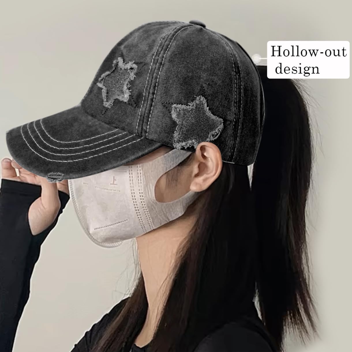 Ponytail Baseball Cap for Women High Messy Bun Caps Washed Cotton Hats - Image 7