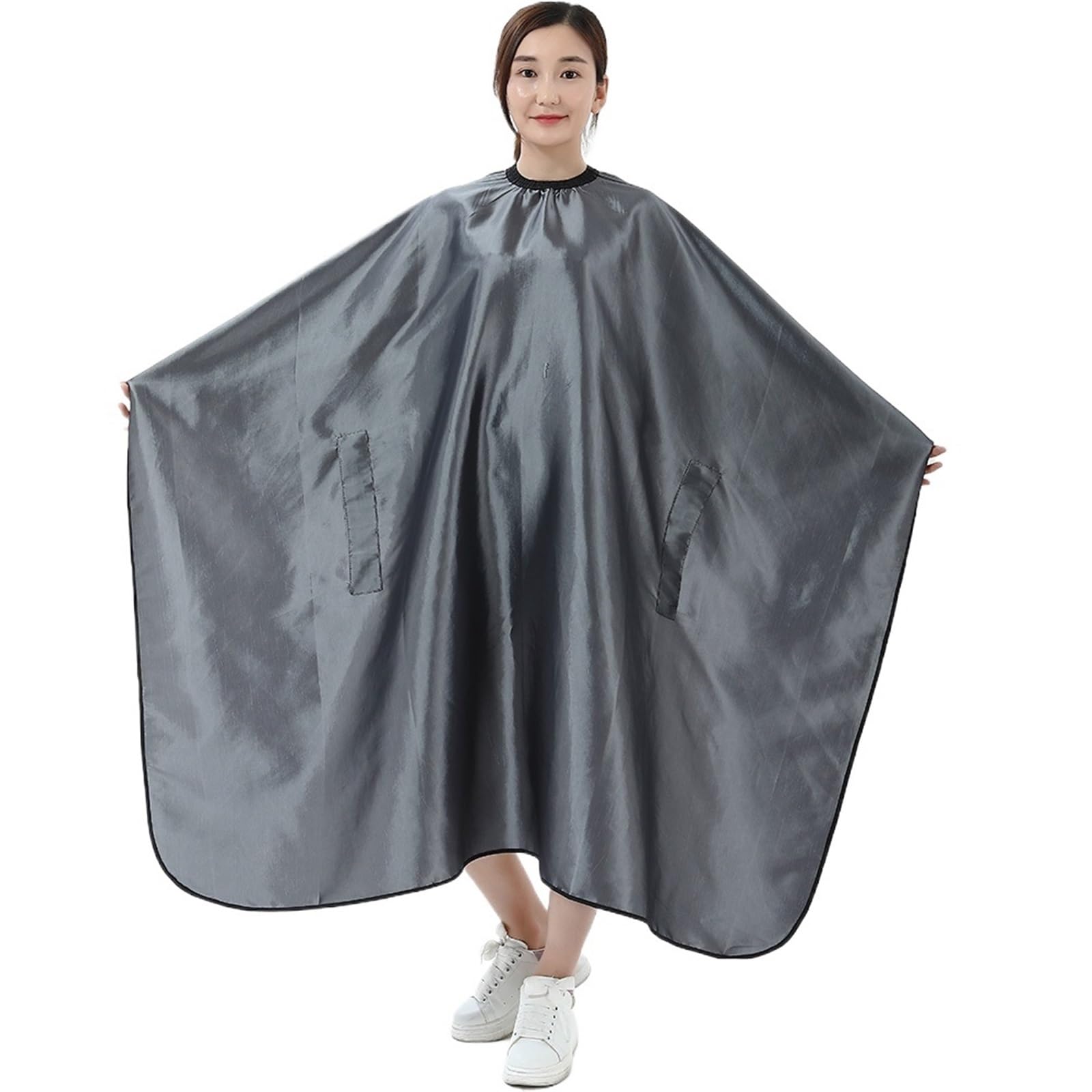 Capa Peluqueria Capas de peluquería for Corte de Pelo, Delantal de Tela for peluquería, Herramienta for Bata de peluquería, Cubierta de Tela for salón de Adultos, Herramienta de Peinado(Gray)
