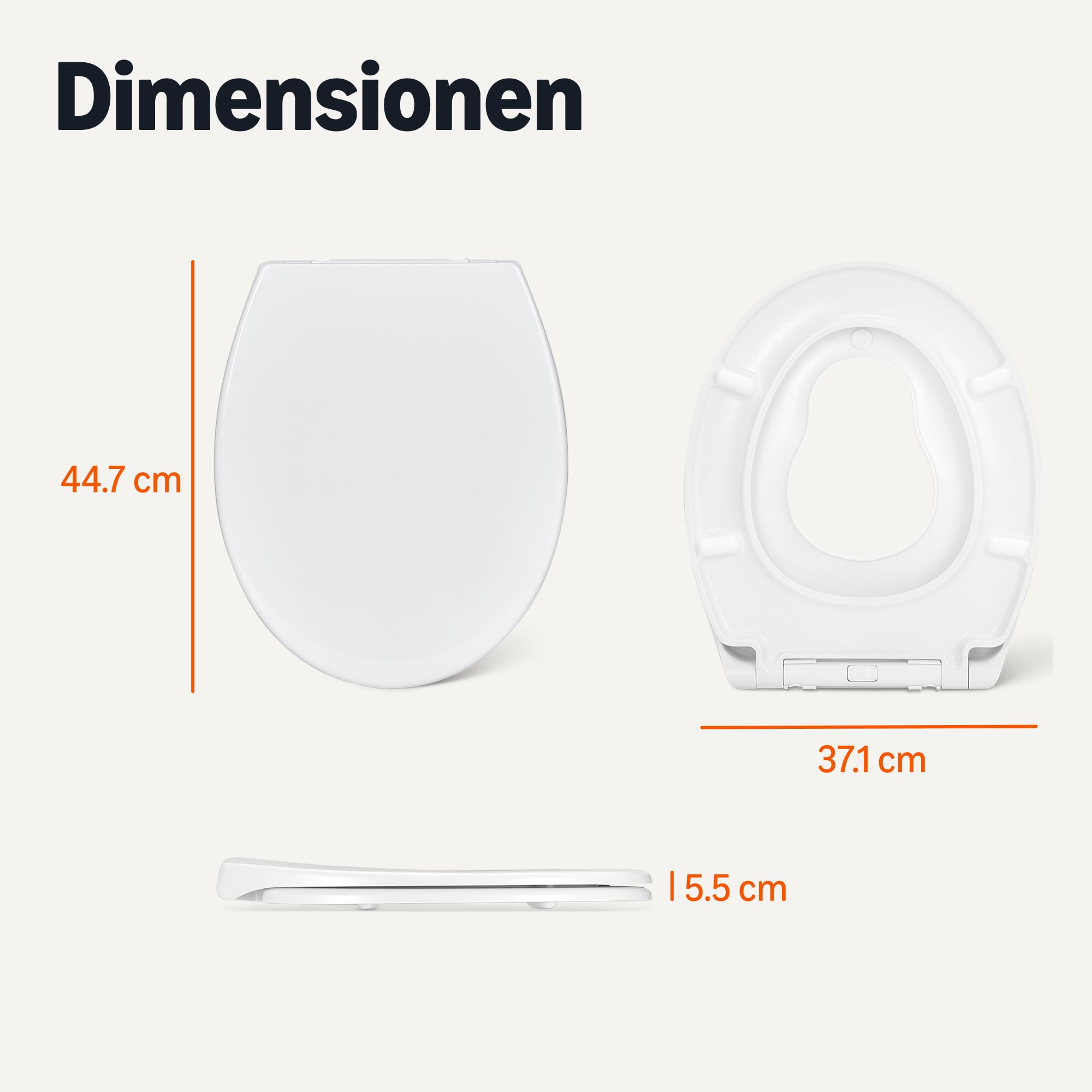 Amazon Basics Familie Toilettensitz O-Form mit abnehmbarem Kinderring, Soft-Close-Funktion, Schnellverschluss-Scharniere, Universalgröße, Antistatische Urea- und Porzellanbeschichtung, Weiß