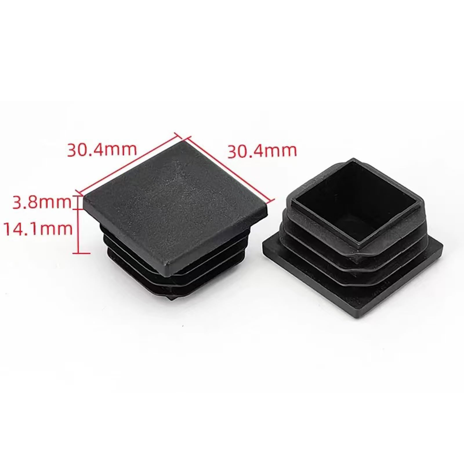 30 * 30mm Square Plastic Plugs,Square Plastic End Caps in 24pcs,Chair Leg Pipe Tube Insert Blanking Cover,End Cover Caps for Furniture,Tables,Chairs - Image 2