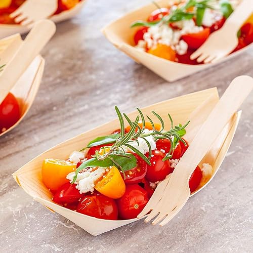 Miniatura 3 de Restaurantware - Bandejas de alimentos de 5.5 x 3.5 pulgadas, 200 bandejas de papel desechables para alimentos, botes de papel resistentes,