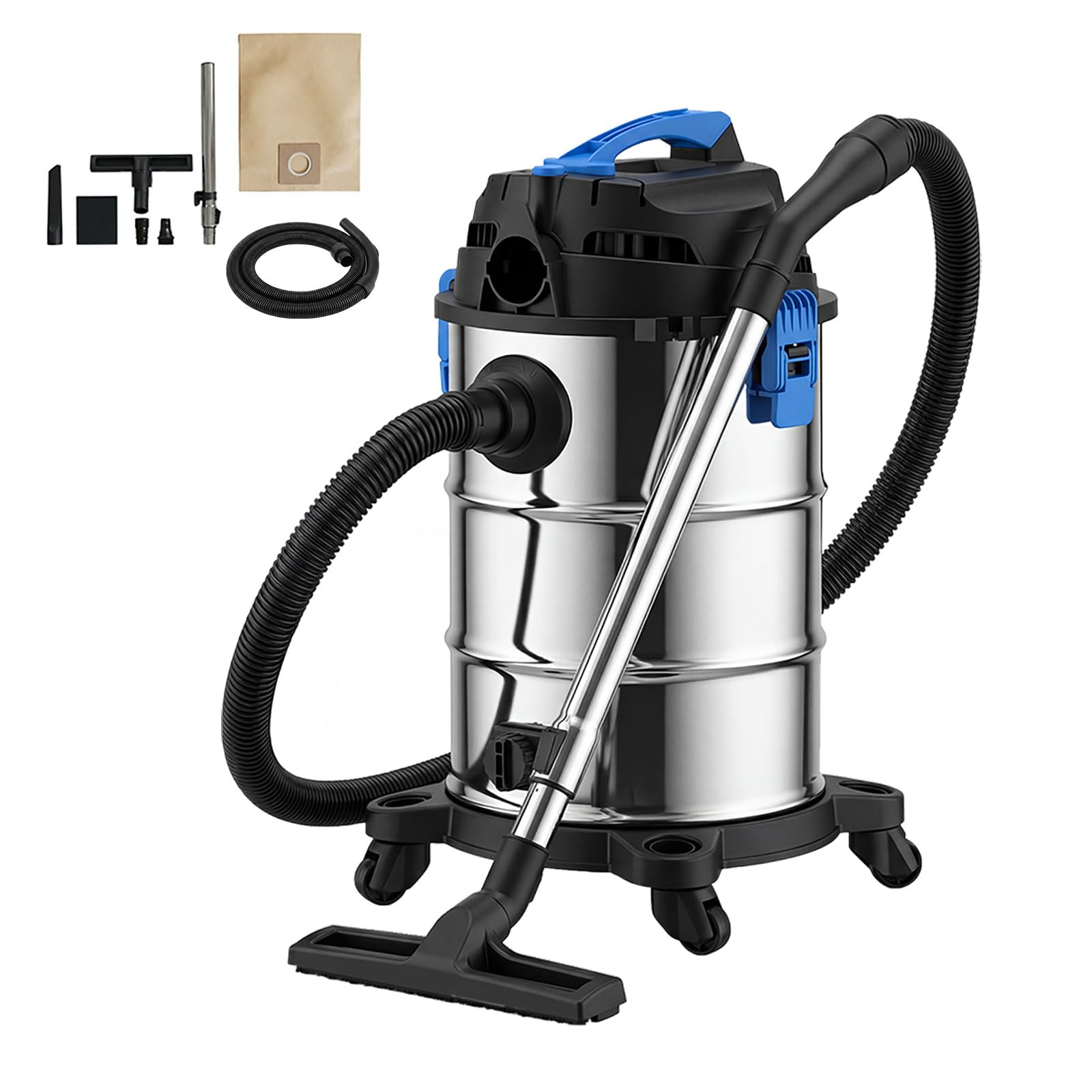 Spector 30L Wet Dry Vacuum Cleaner, 1400W Powerful Motor, Filtration Industrial Vacuum with Power Take Off Socket, Blower Function and Drain Outlet for Garage Workshop Car Cleaning