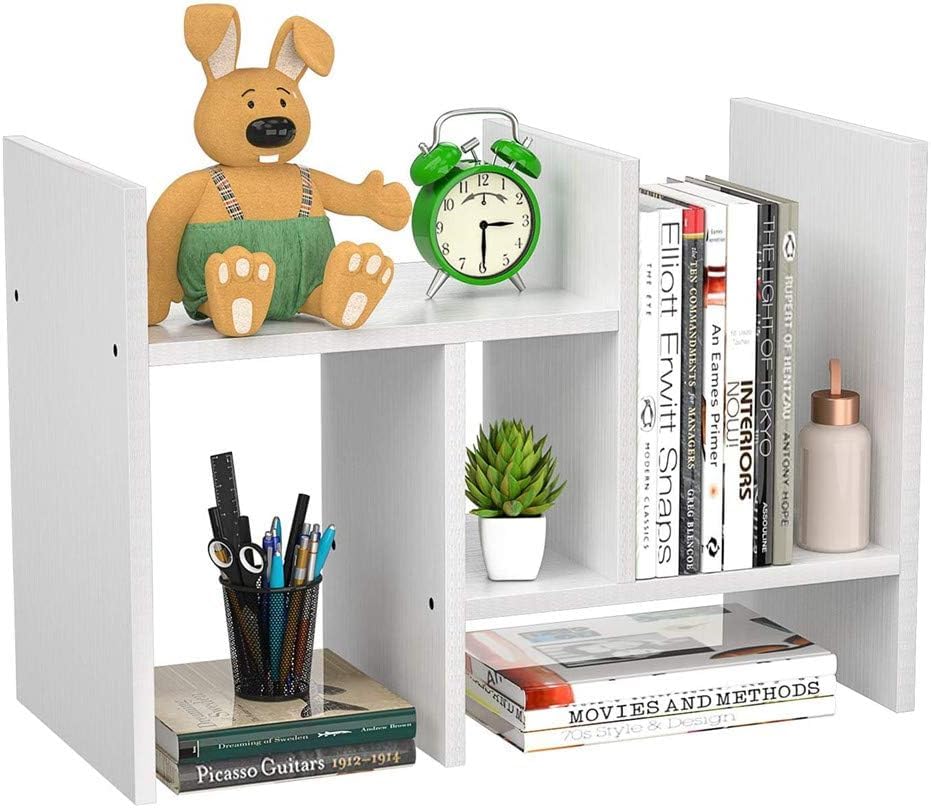 Desktop Bookshelf, Counter Top Bookcase, Desk Storage Organizer Display Shelf Rack, 5 Cube Storage Shelf for Pencils Notepads Documents Office Supplies