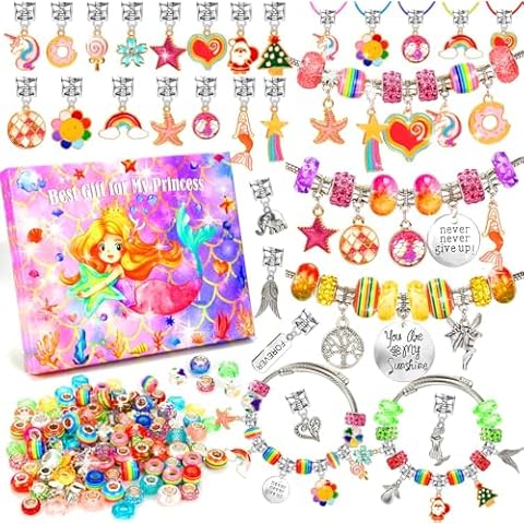 BYMORE DIY Charm Bracelet Making Kit Crafts Jewelry Beads for Girls Age 8-12, Gifts for 5 6 7 8 9 10 11 12 Year Old Teenage Birthday Christmas Stocking Stuffer Cover