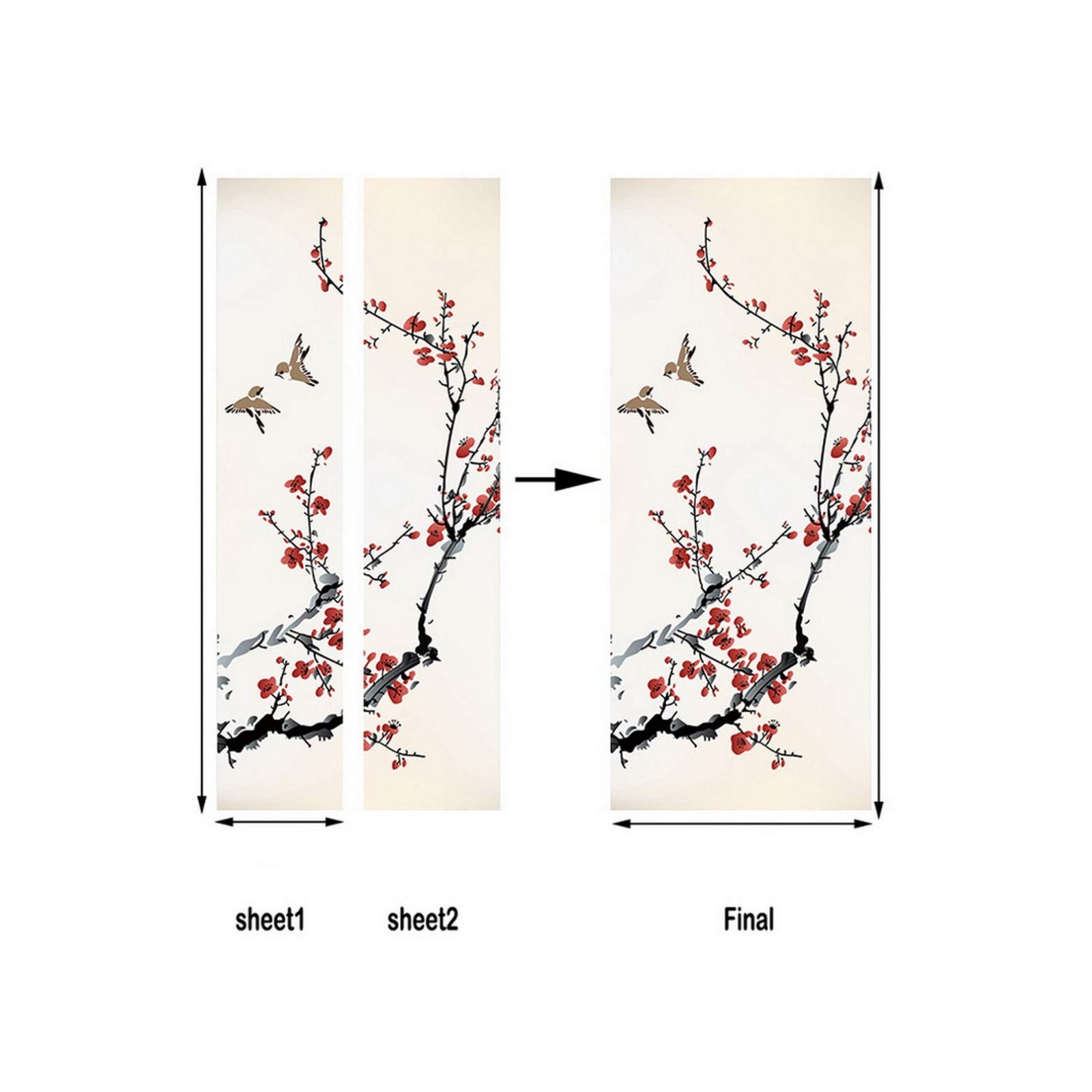 3D Türaufkleber Japanische Kirschblüten - Selbstklebende Fototapete 100x200 Cm