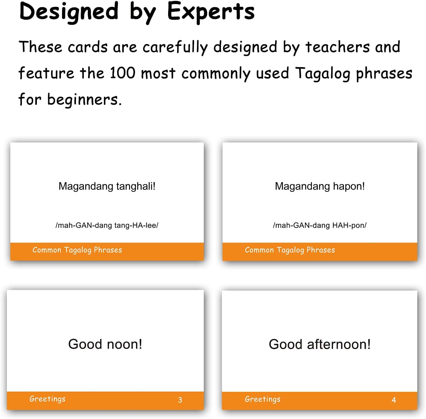 100 Essential Tagalog Phrases Flash Cards for Adults - Learn Tagalog Phrases for Beginners with Durable & Portable Flashcards- Tagalog Flashcards Simple Phrases