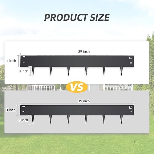 Miniatura 2 de 5 piezas de borde de acero para jardines de 39 x 6 pulgadas, color negro, longitud de borde flexible, estacas de anclaje para bordes de paisaje,