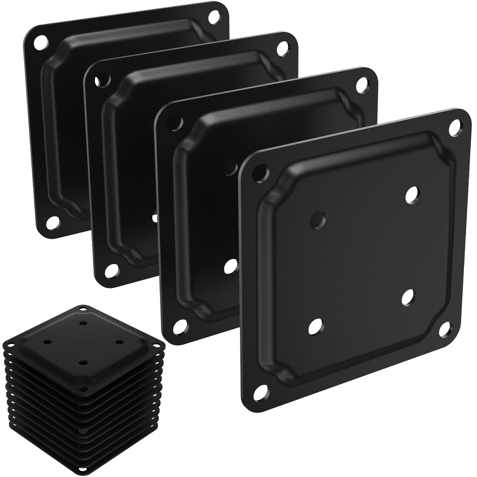 Conector de placa de poste de madera de 4 x 4 pulgadas, base de poste de cubierta con recubrimiento en polvo, base de anclaje de poste de valla de madera, base de soporte de barandilla de